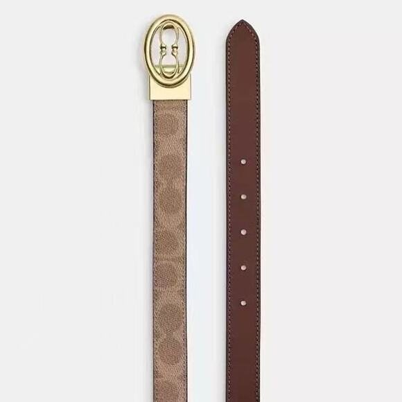 NWT Coach Signature Buckle Cut To Size Belt 25 Mm CZ196 Tan Brown main image 2
